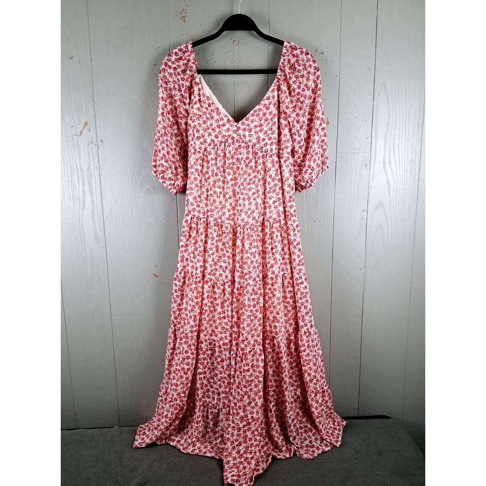 Code X Mode Floral‎ Maxi Dress XS Boho Cottagecore Peasant V Neck Balloon Sleeve